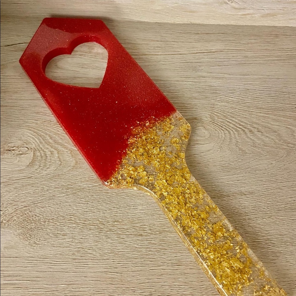 Bright Red and Gold Heart Cut Out Paddle